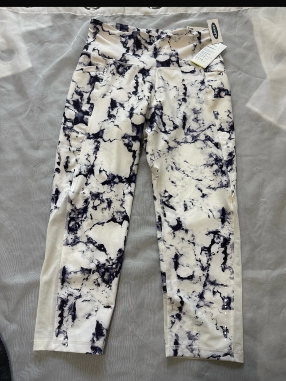 Women's Marble-Print Active Capri Jeans